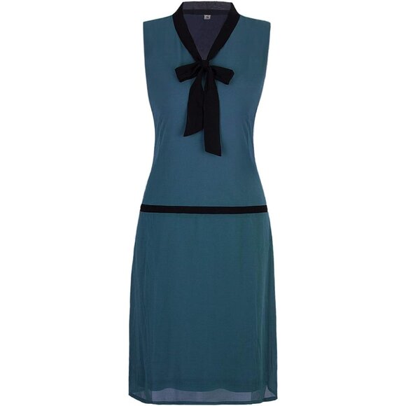 Women's Chiffon Midi Flapper Dress V Neck Knee Length Roaring 20s